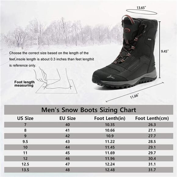 Men\'s Winter Snow Boots Outdoor Warm Mid Calf Waterproof Durable Boot Non-Slip